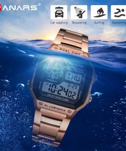 PANARS 8113 Sports Waterproof LED Watch for Man - Rose Gold - Image 5