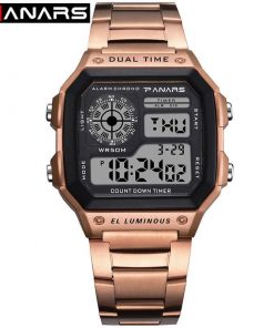 PANARS 8113 Sports Waterproof LED Watch for Man - Rose Gold