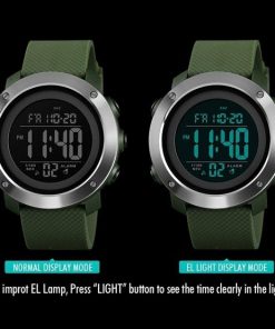 SKMEI Sports Fashion Waterproof Digital Watch For Men 1416 (Army Green With Steel Ring) - Image 2